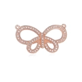 Elegant rose gold butterfly connector with sparkling zircon stones for jewelry making - Rose Gold Hollow Large Butterfly (L0383-C)