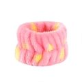 Polsino assorbente in pile corallo a righe rosa e gialle per lavare il viso - Polsino Rosa a Pois Gialli