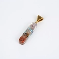 Rectangular resin pendant with colorful crystal chips and copper wire spiral - Style D Rectangle Without Chain
