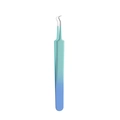 Curved acne tweezers with a blue and green gradient handle and sharp metal tips - Gradient Hook Tweezer
