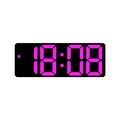 Creative LED mirror alarm clock featuring a clear digital display with pink numbers - Rectangular Black Face Pink Light