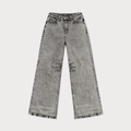 Snowflake grijze wijde denim jeans met decoratieve knienaden en gewassen afwerking - XS / Stofgrijs