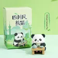 Cute resin panda figurine drinking tea with wooden table and miniature teapot set - Gaiwan Tea / Color Box