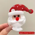 Broche Père Noël mignonne en tissu avec chapeau à carreaux rouges et barbe, 8,4x7,4cm - Broche Père Noël Bonnet Flocon