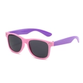 Pink and purple two-tone kids sunglasses with classic rivets and dark gray lenses - Pink Frame Purple Temple/Grey Lens