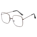 Gafas de montura metálica cuadrada grande en marrón oscuro con lentes de luz azul - Marco cuadrado grande de metal / Bronce