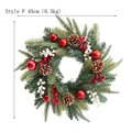 45cm Christmas wreath featuring artificial pine needles, red ornaments and pinecones - Style F 45cm