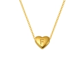 Collier cœur doré avec lettre F gravée sur une fine chaîne maille forçat - Lettre F (S-P143-F)