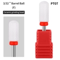 Embout ponceuse ongle céramique PT07 grain fin avec base et boîtier rouges - PT07 Cylindre Boule Fin (F)