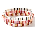 Three-piece Tila bead bracelet set featuring colorful enamel tiles and golden spacer beads - Black-White-Gold/Red-White-Pink 3-Piece Set (TL-S24082406A)