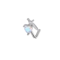 Piercing al naso a L con opale a cuore e design a corna di cervo con zircone chiaro - Stile Corna d'alce Opale Cuore (24030802-9)