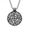 Vintage stainless steel Celtic hollow pendant necklace with antique silver finish - Steel Color No Chain (C0611)
