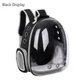 Portable black pet backpack with large transparent window and breathable mesh side panels - Side-open Black Panoramic