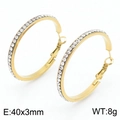 Detailansicht der 40mm Goldene Hohlringe Ohrringe mit weißen Kristallen und 8g Gewicht - 40x3mm / Gold
