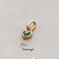 Golden heart pendant with May birthstone emerald inlay and thick oval bail accessory - May Heart Pendant - Gold