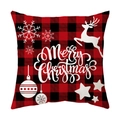 Red and black buffalo plaid Christmas pillowcase with white Merry Christmas lettering - Style 2 / 18x18 Inch