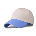 Detail of two-tone cotton baseball cap showing beige crown and blue visor stitching - Adjustable / Lake Blue