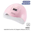 Pink and white 120W LED UV nail lamp with UK plug and LCD display for professional manicure - SUN X5 Plus Pink-UK Plug