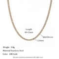 Collana tennis minimalista in acciaio inossidabile dorato 18K con zirconi 2mm - Collana Zirconia 2mm (40+5cm) / Oro