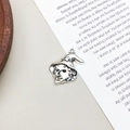 Vintage silver witch head pendant with pointed hat for Halloween jewelry making - 17x23mm / Witch Hat