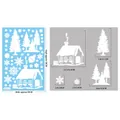 Stickers de Noël blancs pour vitres avec maison de neige, sapins et flocons BQ427 - BQ427 Sapin