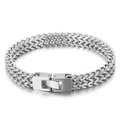 Bracciale da uomo in acciaio inossidabile argento a doppia fila con chiusura quadrata - 10mm / Color Acciaio