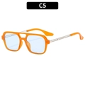 Gafas de sol aviador vintage con doble puente, montura naranja y lentes azul claro C5 - Montura Naranja Lentes Azules