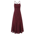 Sexy weinrotes rückenfreies Maxikleid mit Rosen-Jacquard und Kreuzträgern - XL / Burgunderrot