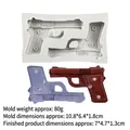 3D pistol silicone mold for resin or chocolate crafts, including size and weight specs - Gray