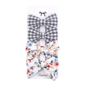 Set of 4 fabric bow headbands for children in plaid and floral patterns on card - DP037-8 (4pcs Set: Black White Plaid/Colorful Floral)