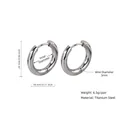 Minimalist silver titanium steel hoop earrings with 24mm outer diameter measurements - 3.0*18mm / Steel