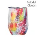 12oz stainless steel egg cup with colorful splash paint design and clear sealed lid - 12oz / Colorful Clouds