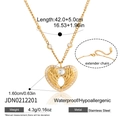 Detail of 18K gold-plated stainless steel angel wing heart necklace with zircon inlay - Angel Wing Heart Necklace (JDN0212201)