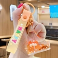 Cute liquid quicksand keychain with orange cartoon character and 'HAPPY' silicone strap - Ocean Creature - Crab
