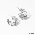 Moderne unregelmäßige Wellen-Ohrringe in Silber mit geometrischem Zick-Zack-Design - Silber (D2829)
