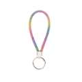 Detailaufnahme des funkelnden Schlüsselanhängers mit Regenbogen-Strass und Silberring - Bunt