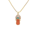 Minimalist gold-plated summer flip-flop pendant necklace with colorful enamel finish - Slipper Style (0536YS)
