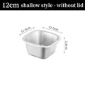 Square 12cm stainless steel food container shallow version without lid for meal prep - 201 Square Small (No Lid/12cm)