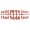 Set 24 unghie finte a mandorla con linee dorate e motivi floreali rosa su sfondo bianco - Stile Floreale 3D in Striscia (B1-14064) / 24 Pezzi/Striscia