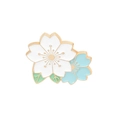 Niedliche Emaille-Anstecknadel Kirschblüte in Weiß und Blau mit goldfarbenem Rand - Blau & Weiß Doppel Sakura