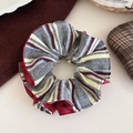 Retro oversized striped scrunchie in gray and yellow knitted textured fabric - Red Stripe Double Layer Scrunchie