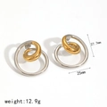 Detailed view of spiral twist earrings with size 27.7mm and weight 12.9g measurements - Gold and Silver Bi-Color Spiral Style (TE60188-M)