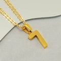 Detailed close-up of a gold-plated number 7 pendant on a classic stainless steel chain - Number 7 (Pendant Only (Without Chain))