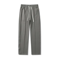 Men's light grey casual sweatpants featuring a drawstring waist and stylish front seam details - Dark Gray