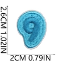 Detailed size view of blue number 9 embroidery patch with height and width dimensions - Digit Style-Blue (9)