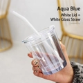 Short Blue+White Lid+White Straw