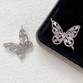 Dettaglio di ciondoli a farfalla in argento con zirconi rosa per creazione di gioielli DIY - 5# Oro Bianco (Pietra Rosa)