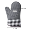 Gray silicone oven glove with checkerboard cuff and texture for heat protection - Two-finger 110g / Grey Plaid