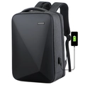 Business laptop backpack with black hard shell and USB charging port on white background - Dark Gray