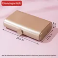 Make-up-Box in Champagner-Gold mit Spiegel, doppellagig faltbar, 20,5x12,5x5cm - Sechseck-Schnallen-Stil / Champagnergold